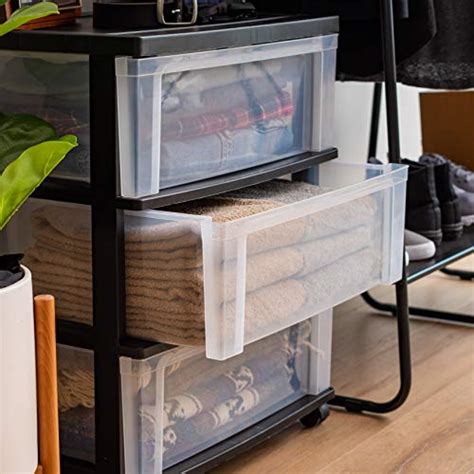 IRIS USA Plastic 3 Drawer Wide Storage Cart with 4 Caster Wheels, Black | Pricepulse