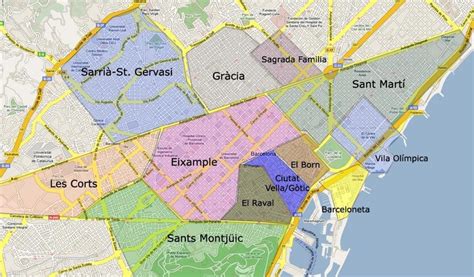 Barcelona suburbios mapa - Mapa de los suburbios de barcelona (Cataluña ...