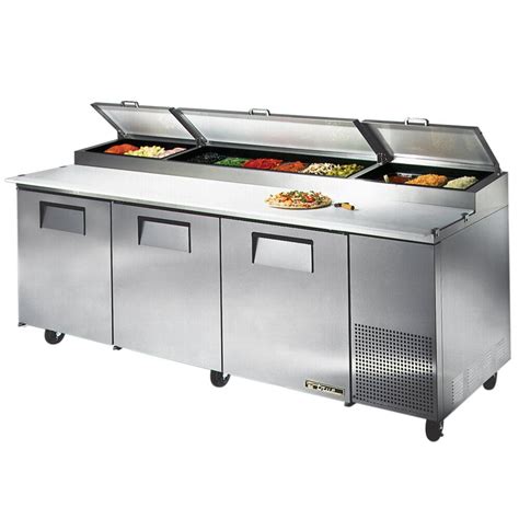 True Prep Table | True TPP-93 Pizza Prep Table - 3 Door Refrigerated