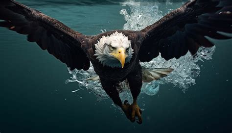 Bald eagle while diving Eagle under water swimming | Premium AI ...