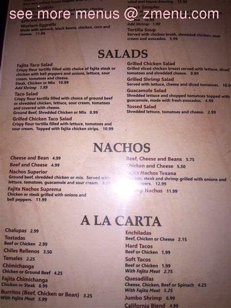 Menu at Jalapenos restaurant, Jackson