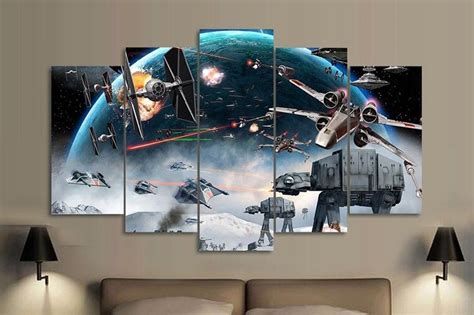 5PCS Framed Star Wars Battle - 5 Piece Canvas Battle Canvas Star Wars on Canvas Wall Art for ...