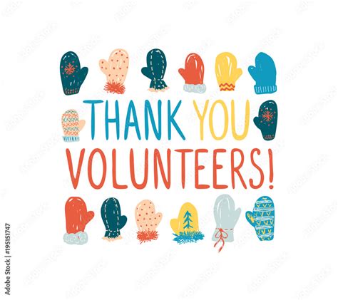 Thank you volunteers! Vector greeting card Stock Vector | Adobe Stock