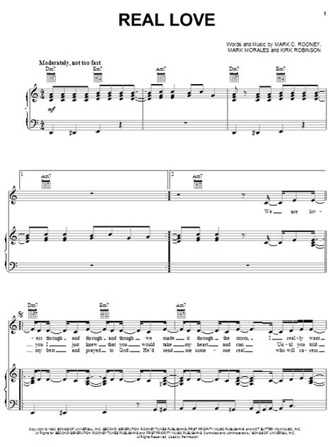 Real Love Sheet Music | Mary J. Blige | Piano, Vocal & Guitar Chords ...