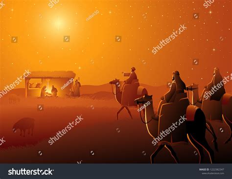 Biblical vector illustration series, nativity scene of The Holy Family ...