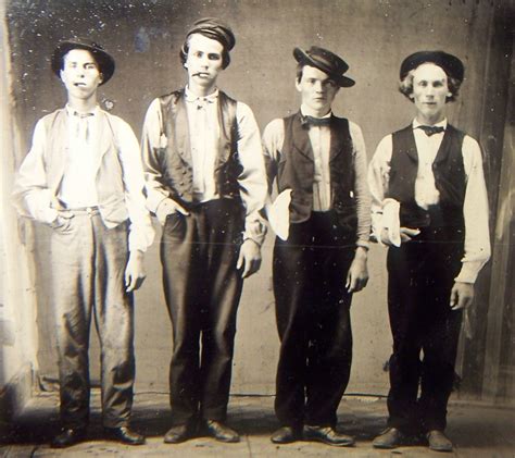 Left to Right: Billy the Kid, Doc Holliday, Jesse James & Charlie Bowdre. Photo believed to have ...