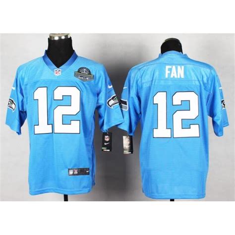 [Elite]12th Fan Seattle Football Team Jersey(Flag Blue, Champions Patch ...