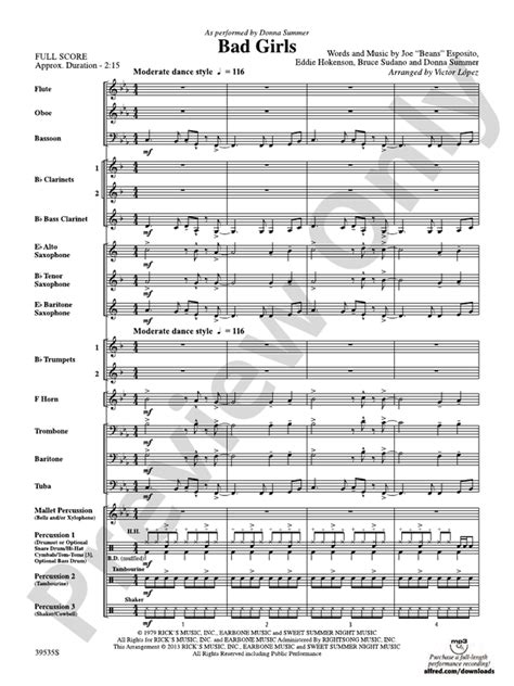 Bad Girls: Concert Band Conductor Score & Parts: Joe "Beans" Esposito - Digital Sheet Music Download