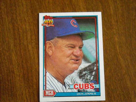 Don Zimmer Chicago Cubs Manager Card No 729 - 1991 Topps Baseball Card