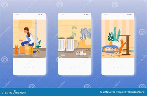 Stray Animals Rescue, Pet Care, Volunteering. Mobile App Screens, Vector Website Banner Template ...