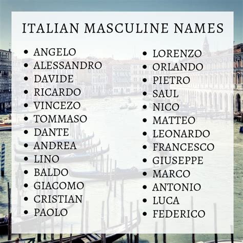 Italian Masculine Names Writer's Resources #boysnames #Italiannames # ...