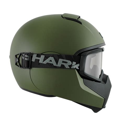 Shark Vancore Plain Matt Green Motorcycle Helmet Army Street Bike Goggles GMA | eBay