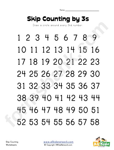 Skip Counting By 3s Worksheet Template Printable Pdf Download ...