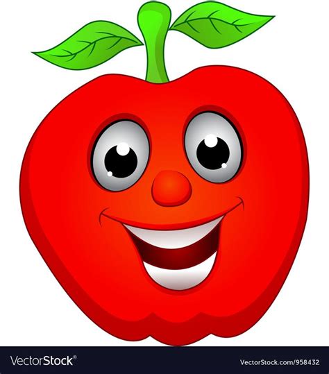 Apple smile Royalty Free Vector Image - VectorStock | Fruit cartoon ...