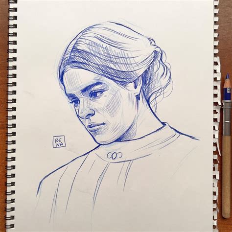 Blue pencil drawing from photo : r/drawing