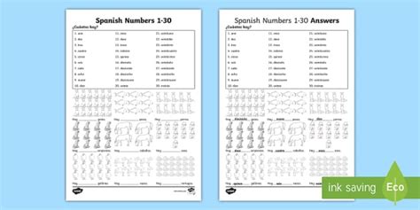 4 in Spanish - 6 in Spanish - Spanish Numbers Worksheet