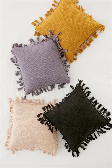 Gemma Fringe Throw Pillow | Purple throw pillows, Throw pillows, Black throw pillows