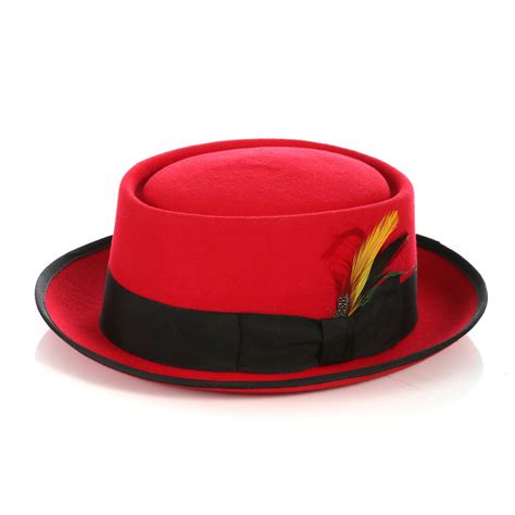 Red Black Wool Pork Pie Hat | Pork pie hat, Hats for men, Pork pie