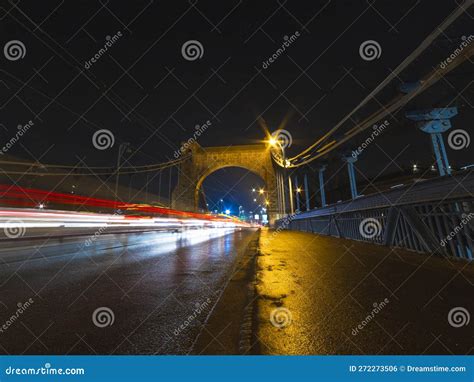 Bridge at Night with Vehicles Light Trails Stock Photo - Image of fast ...