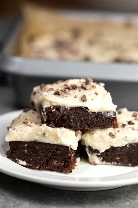 Raw Brownies with Cream Cheese Frosting (No-Bake, Vegan) - Veggie Chick