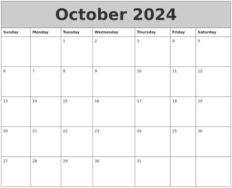 Calendar October 2024 Printable - Calendar May 2024 Holidays