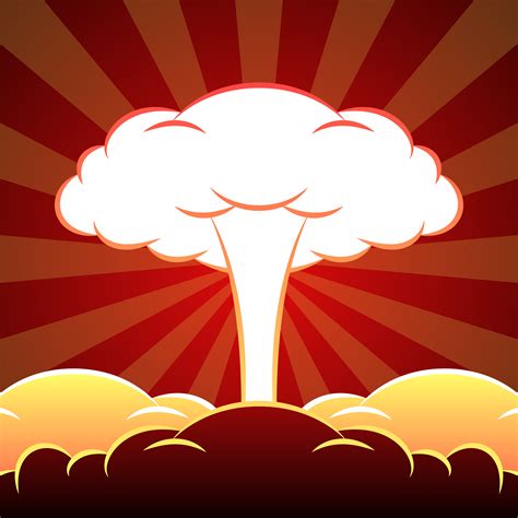 Explosion Illustration - Red And Brown Explosion Illustration Nuclear Explosion Mushroom Cloud ...