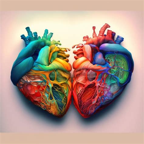 Two Hearts Joined Anatomy Rainbow Colors Image Generative AI Stock Illustration - Illustration ...