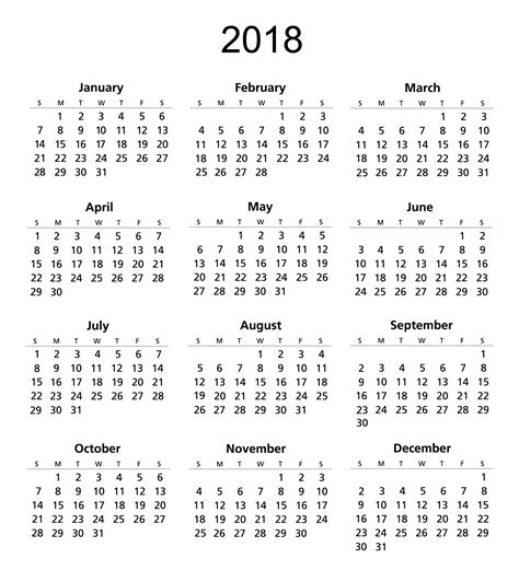 2018 Calendar Template Free Stock Photo - Public Domain Pictures