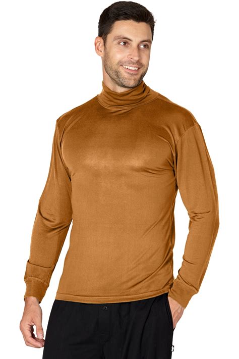 Men's Silk Unisex Fold Over Turtleneck Long Sleeve Shirt - Walmart.com