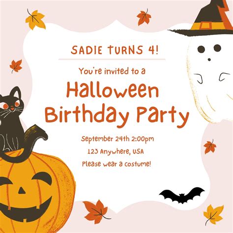 Kids Halloween Birthday Party, Invitation, Made to Order, Digital ...