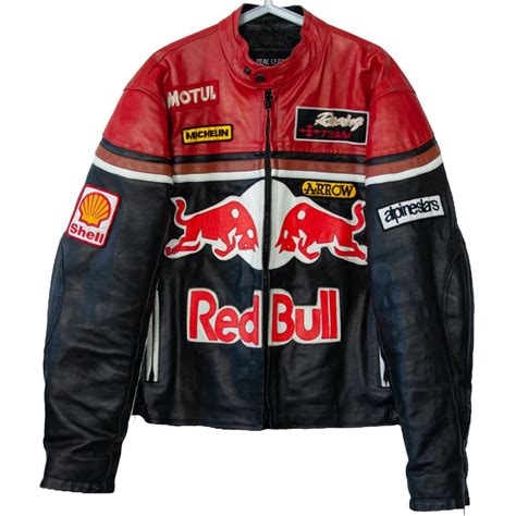 Red Bull RareRed Bull Leather Racing Jacket Black/Red/White L | Grailed