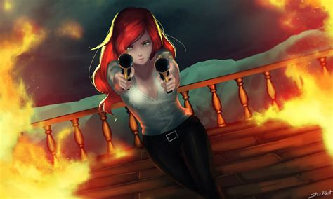 Anime Girl With Two Guns Firing Wallpaper,HD Artist Wallpapers,4k ...