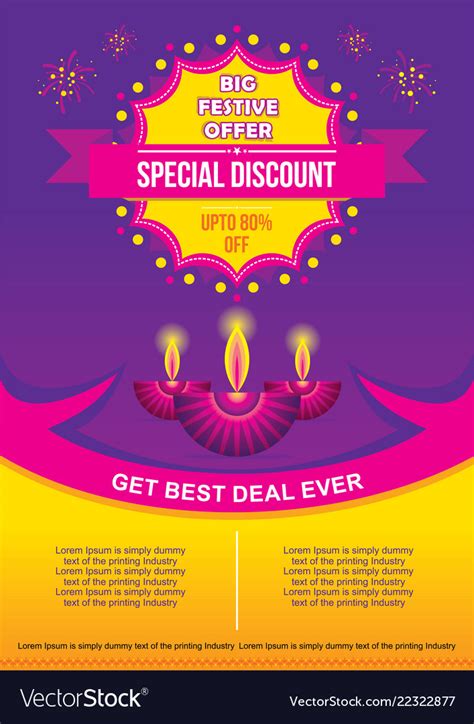 Happy diwali festival sale discount banner design Vector Image