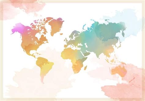 Watercolor World Map Vector | Mapa en acuarela, Lienzo de mapa, Arte ...