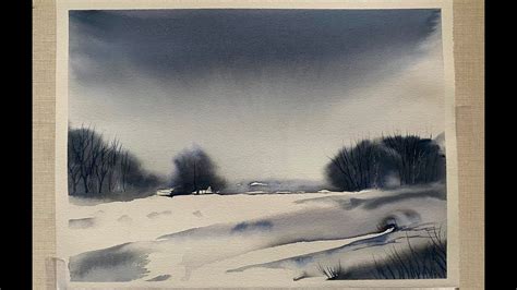 Simple beginners winter Snowy Landscape painting tutorial, loose watercolor wint… | Water paint ...