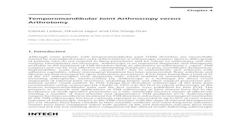 Temporomandibular Joint Arthroscopy versus Arthrotomy · Temporomandibular Joint Arthroscopy ...