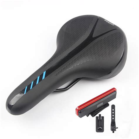 Wholesale Mountain Bike Cushion with Light Bike Saddle Thicken Silicone Rear Lights Bike Seat ...