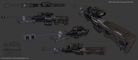 ArtStation - Halo: Reach UNSC Sniper (Flat Lighting), Artem Volchik Halo Game, Sci Fi Weapons ...