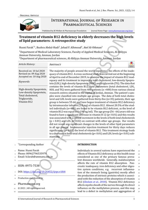 (PDF) Treatment of vitamin B12 deficiency in elderly decreases the high ...