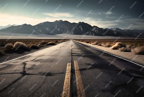 Premium Photo | Empty road with mountains in the background