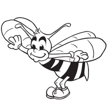 Bee Cartoon Black And White Clipart Images For Free Download - Pngtree