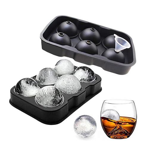 Buy 2Pc Sphere Ice Mold, Big Ice Cube Tray Large Silicone Whiskey Ice Cube Molds with Lids Easy ...