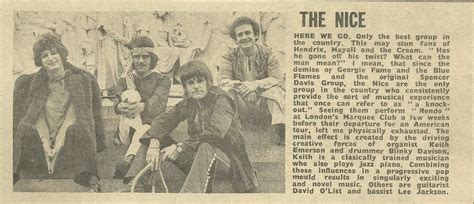 Keith Emerson & The Nice March 1968 Melody Maker Unique Bands, Cool ...