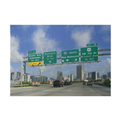 Poster Miami Downtown Florida road signs Key Biscayne - PIXERS.CA