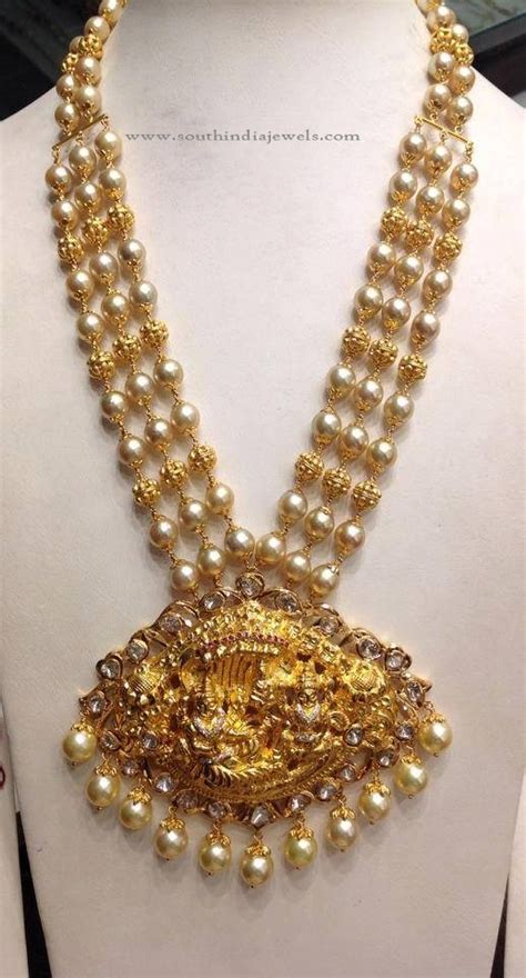 80 Grams Gold Pearl Antique Necklace ~ South India Jewels