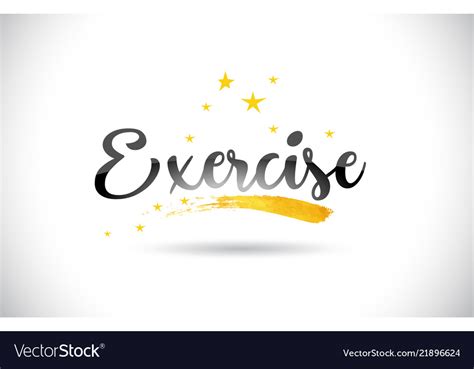 Exercise word text with golden stars trail Vector Image