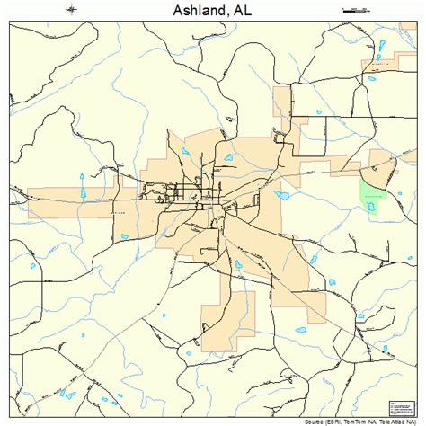 Ashland Alabama Street Map 0102860