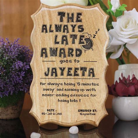 The Always Late Funny Award Certificate | Humorous Awards | Custom Certificates