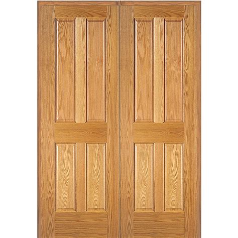 MMI Door 60 in. x 80 in. 4-Panel Unfinished Red Oak Wood Both Active ...