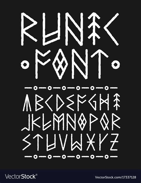 Runic hand drawn font ink brush Royalty Free Vector Image